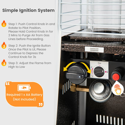 35'' Portable Tabletop Pyramid Patio Heater Steel Propane Gas 10000 BTU