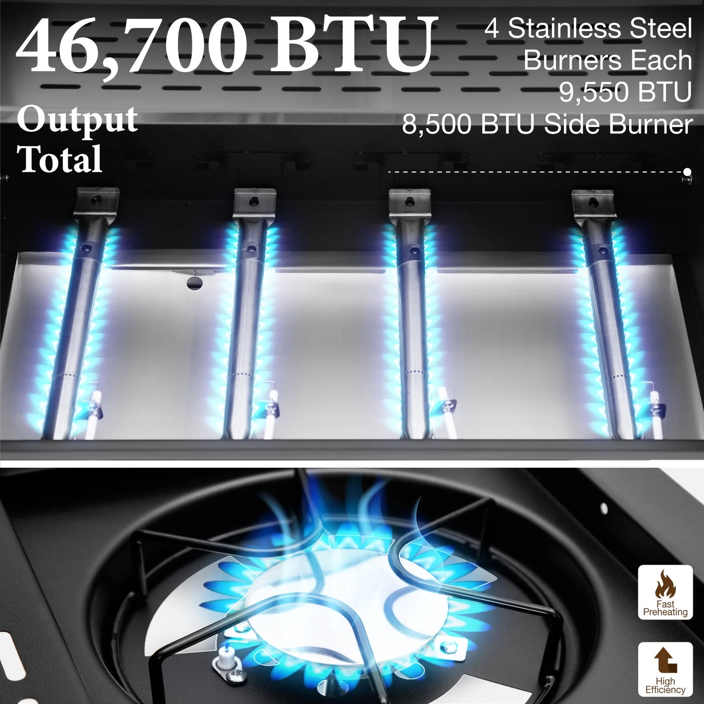 4 Burner Propane Gas Grill and Griddle Combo with Side Burner BBQ Grill - Black