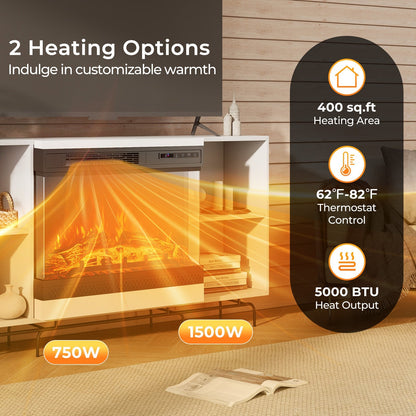 24 Inches 3-Sided Glass Electric Fireplace Heater with Remote Control