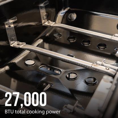 3-Burner Propane Gas Grill with Wheels and Side Shelves, Black