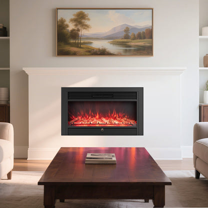 33/36-Inch Electric Fireplace Insert 750W/1500W Recessed Fireplace Heater