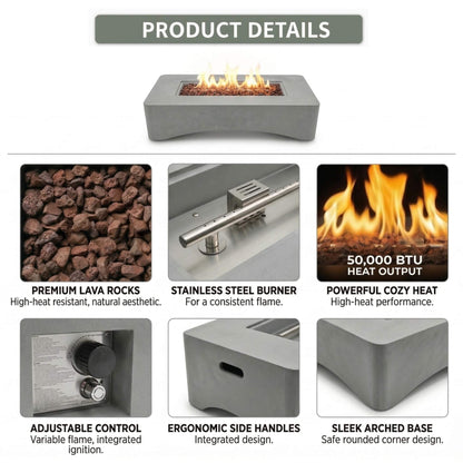 Alora 56-Inch 50K BTU Outdoor Modern Propane Fire Pit Table (SAK56830)