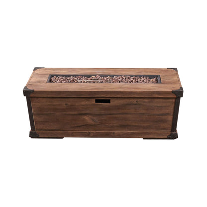 Alora 56-Inch Outdoor 50K BTU Wood Pattern Rectangle Gas Burning Fire Pit (SAK43681)