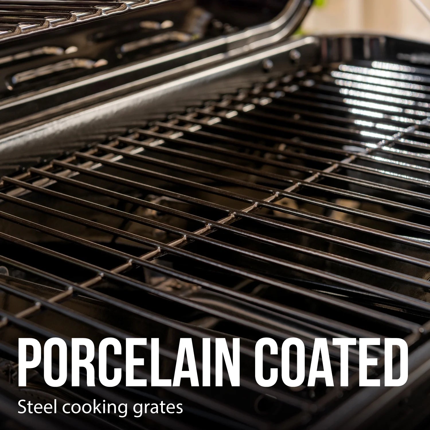 3-Burner Propane Gas Grill with Wheels and Side Shelves, Black