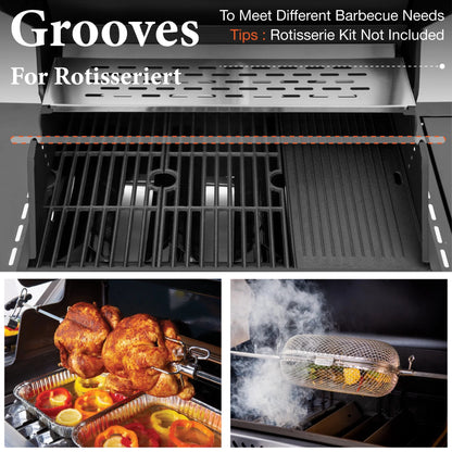 4 Burner Propane Gas Grill and Griddle Combo with Side Burner BBQ Grill - Black