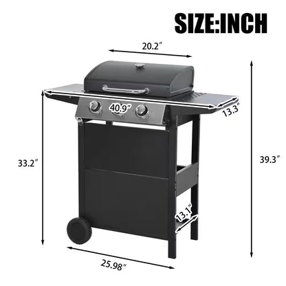 3 Burners Portable Propane Grill Barbecue Grill Stainless Steel Gas Grill in Black
