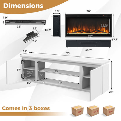 Fireplace TV Stand for TVs up to 80 Inch with 3 Adjustable Shelves
