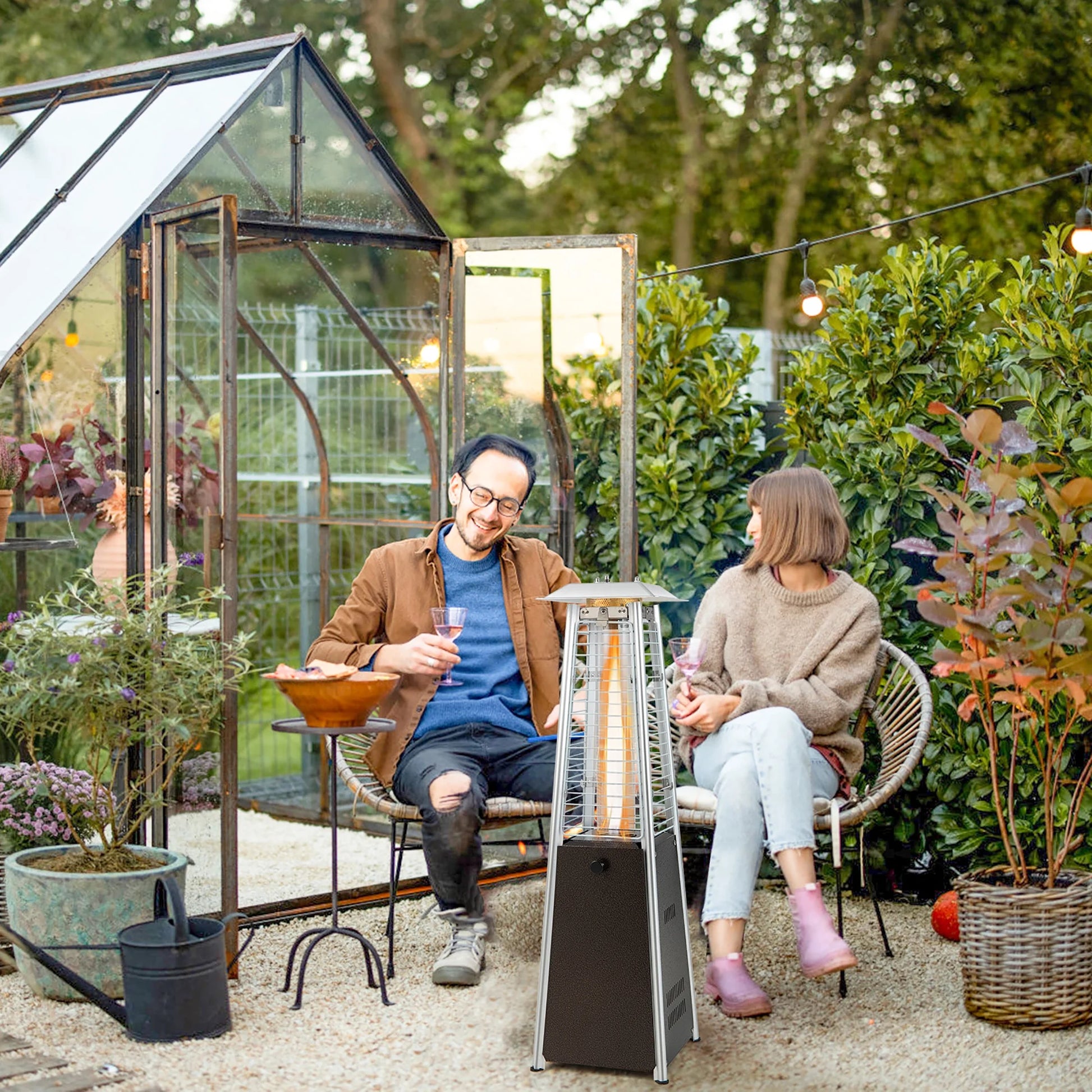 35'' Portable Tabletop Pyramid Patio Heater Steel Propane Gas 10000 BTU