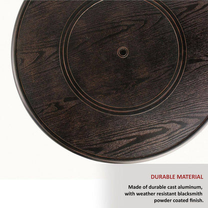 Manchester 36 In. X 25 In. round Aluminum Match Lit Propane Gas Fire Pit Chat Table with Glacier Ice Firebeads