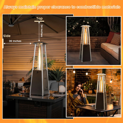 35'' Portable Tabletop Pyramid Patio Heater Steel Propane Gas 10000 BTU