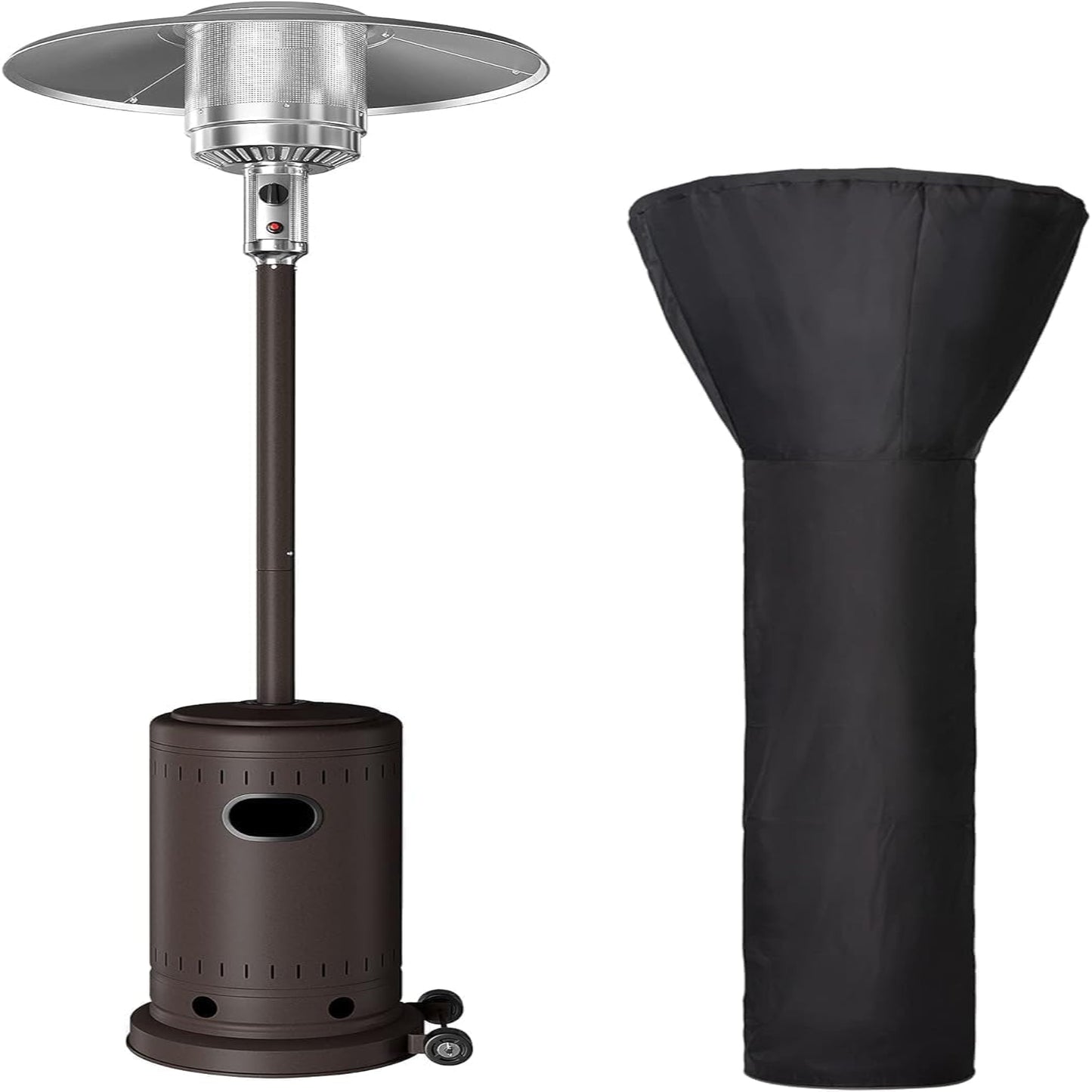 Patio Heater, 48000 BTU Commercial Propane Outdoor Heater - 88 Inches Tall Standing Patio Heater with Cover, Bronze