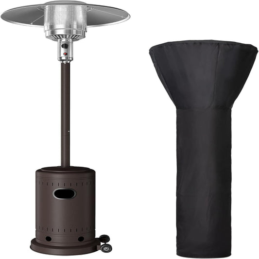 Patio Heater, 48000 BTU Commercial Propane Outdoor Heater - 88 Inches Tall Standing Patio Heater with Cover, Bronze