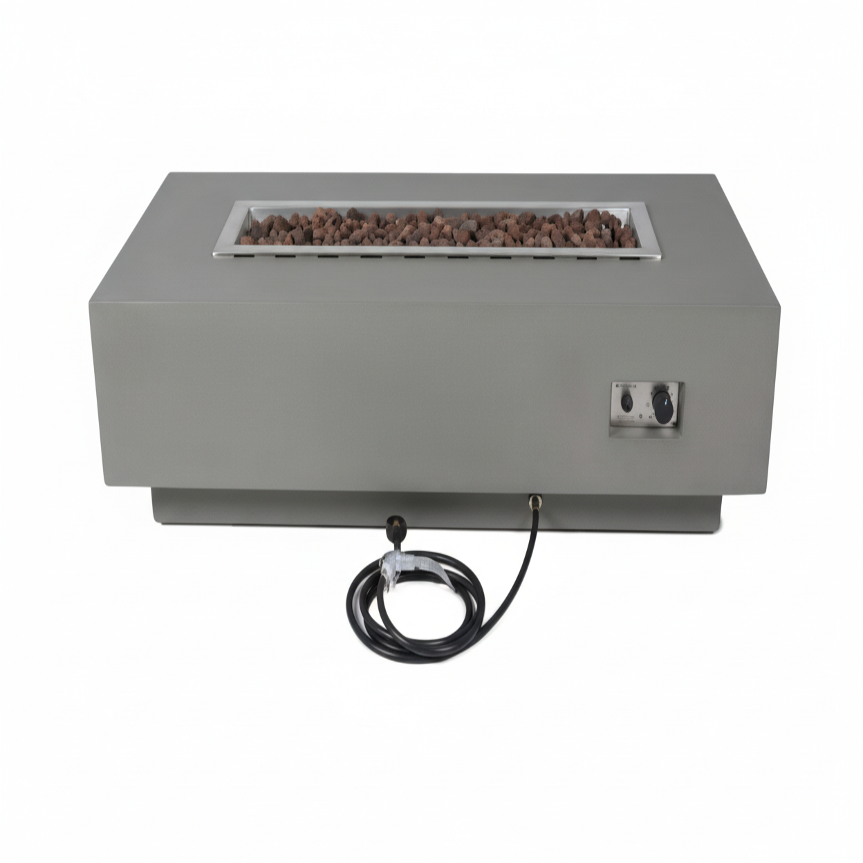 Granville Concrete Fire Pit 60" X 27" Outdoor Patio Firepit Includes Lava Rocks Modern Fire Pits & Outdoor Fireplaces for Garden, Deck, Indoor & Outdoor Heating