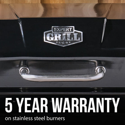 3-Burner Propane Gas Grill with Wheels and Side Shelves, Black