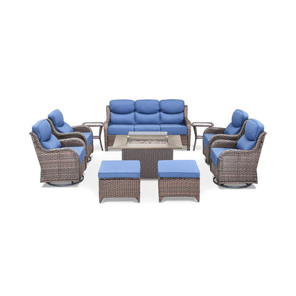 Alora Luxury 10-Piece All-Weather Outdoor Patio Furniture Set With Fire Pit Table (SAK39281)