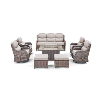 Alora Luxury 8-Piece All-Weather Patio Furniture Set With Fire Pit Table (SAK37512)