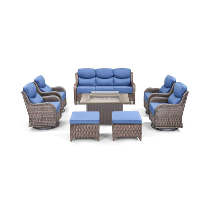 Alora Luxury 8-Piece All-Weather Patio Furniture Set With Fire Pit Table (SAK37512)