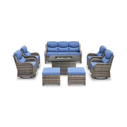 Alora Luxury 8-Piece All-Weather Patio Furniture Set With Fire Pit Table (SAK37512)