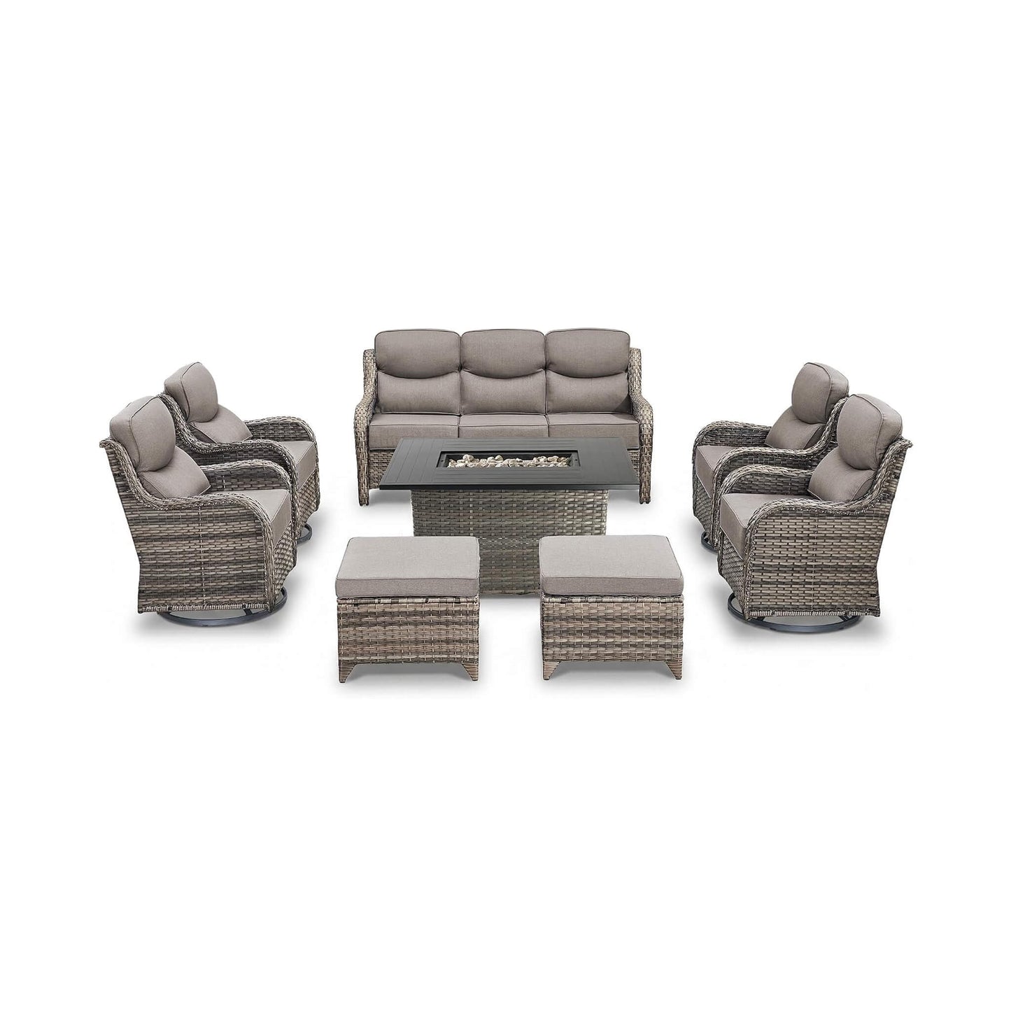 Alora Luxury 8-Piece All-Weather Patio Furniture Set With Fire Pit Table (SAK37512)