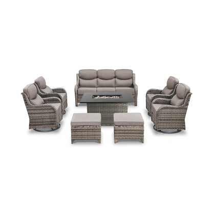 Alora Luxury 8-Piece All-Weather Patio Furniture Set With Fire Pit Table (SAK37512)